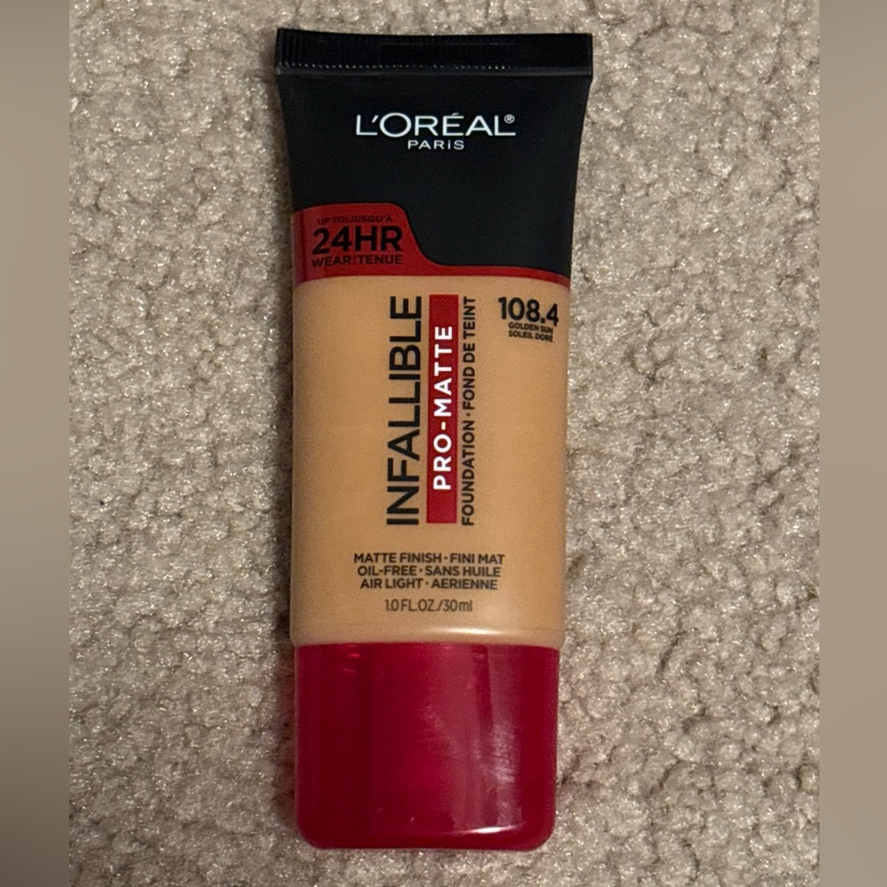 L'Oreal Paris Infallible Pro-Matte Foundation Golden Sun #108.4~ 1 fl oz New